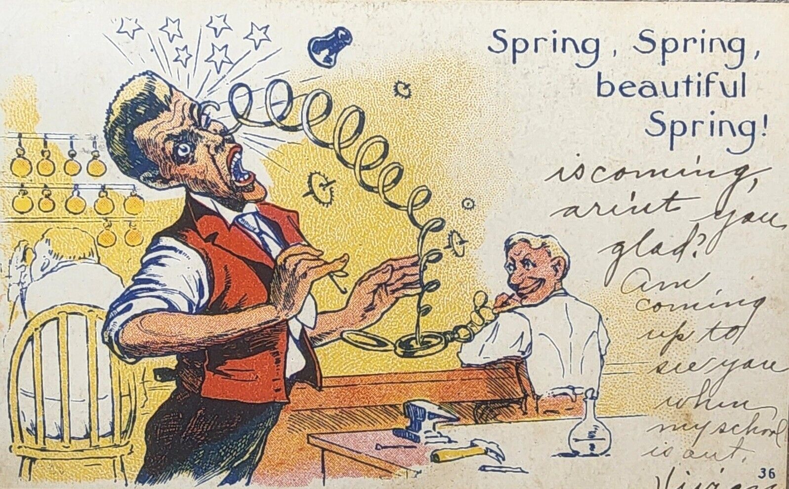 1907 Humorous Picture Postcard ~ Spring, Spring, Beautiful Spring. #-4743