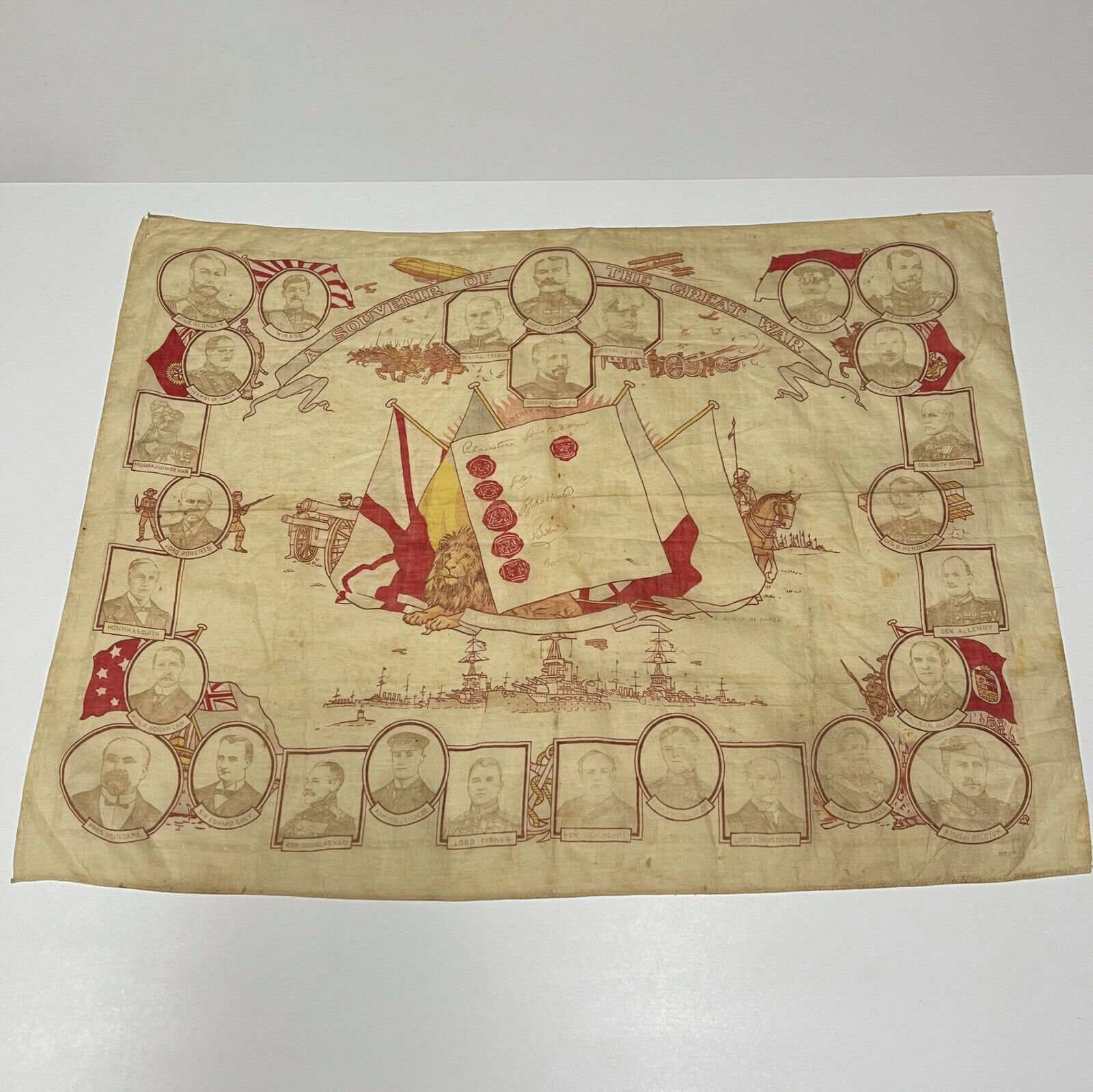 Vintage Antique 1910’s WW1 Handkerchief Extremely Rare Bandana