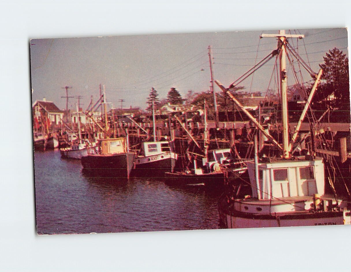 Postcard Boats At Dock Cape Cod Massachusetts USA