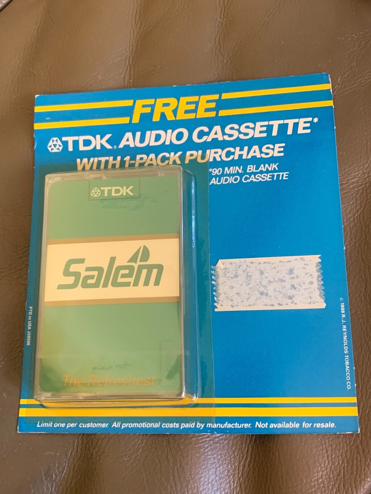 Vintage 80s Salem TDK MINT UNUSED Cassette tape promo card RARE