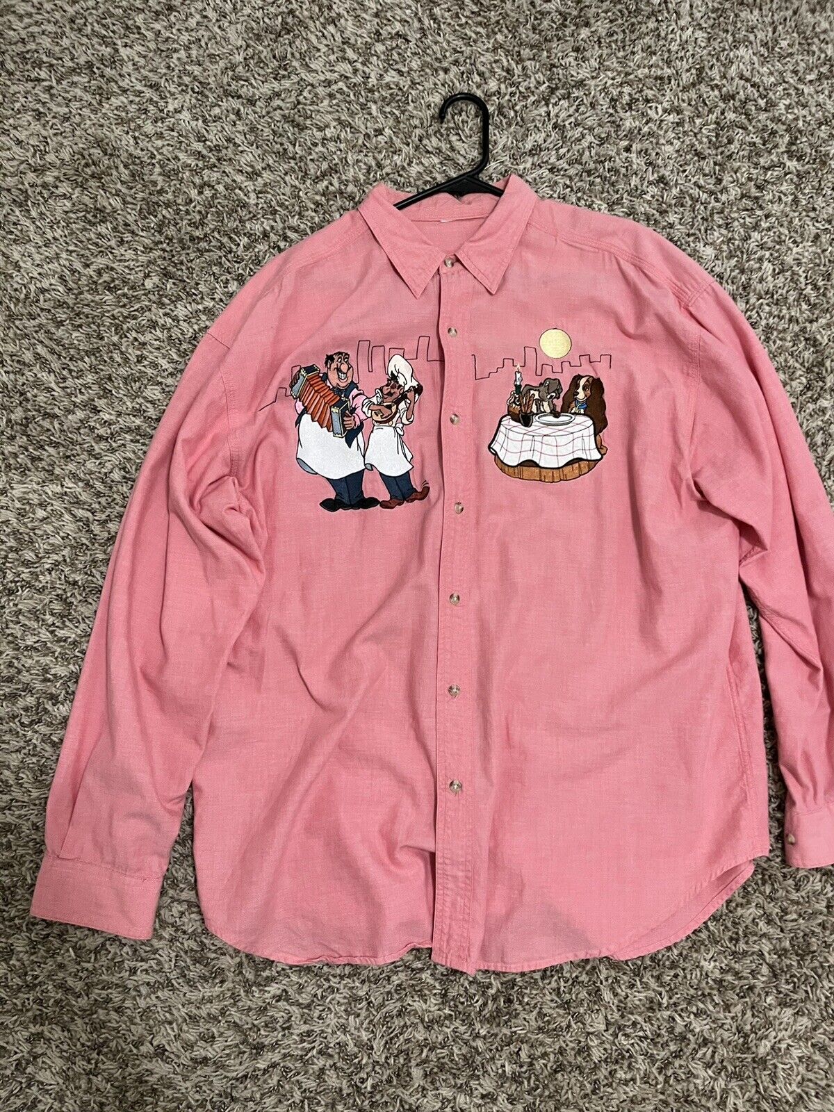 Vintage Disney Store Embroidered Lady And The Tramp Button Up. No Tag But XL