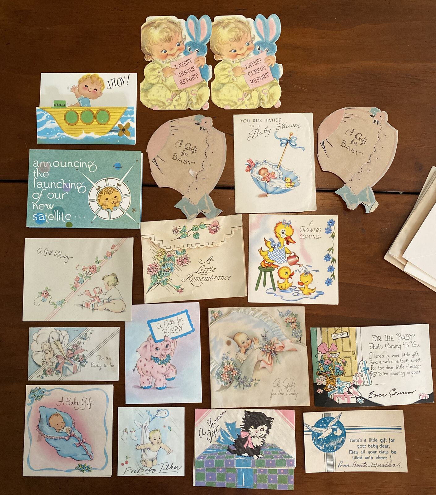Lot of Vintage Baby Shower and Announcement Cards 1940 - 60's