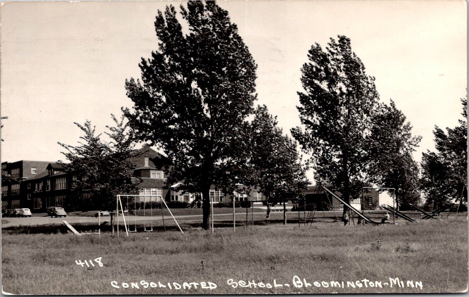 RPPC View of Consolidated School, Bloomington MN c1963 Vintage Postcard X43