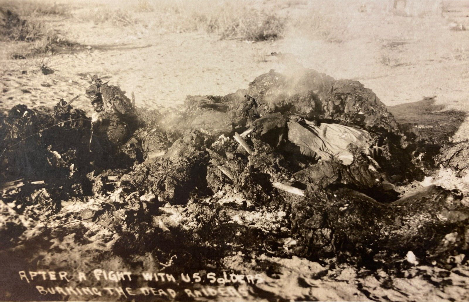 1918 RPPC: WWI BURNING THE DEAD antique real photograph postcard AFTER THE FIGHT