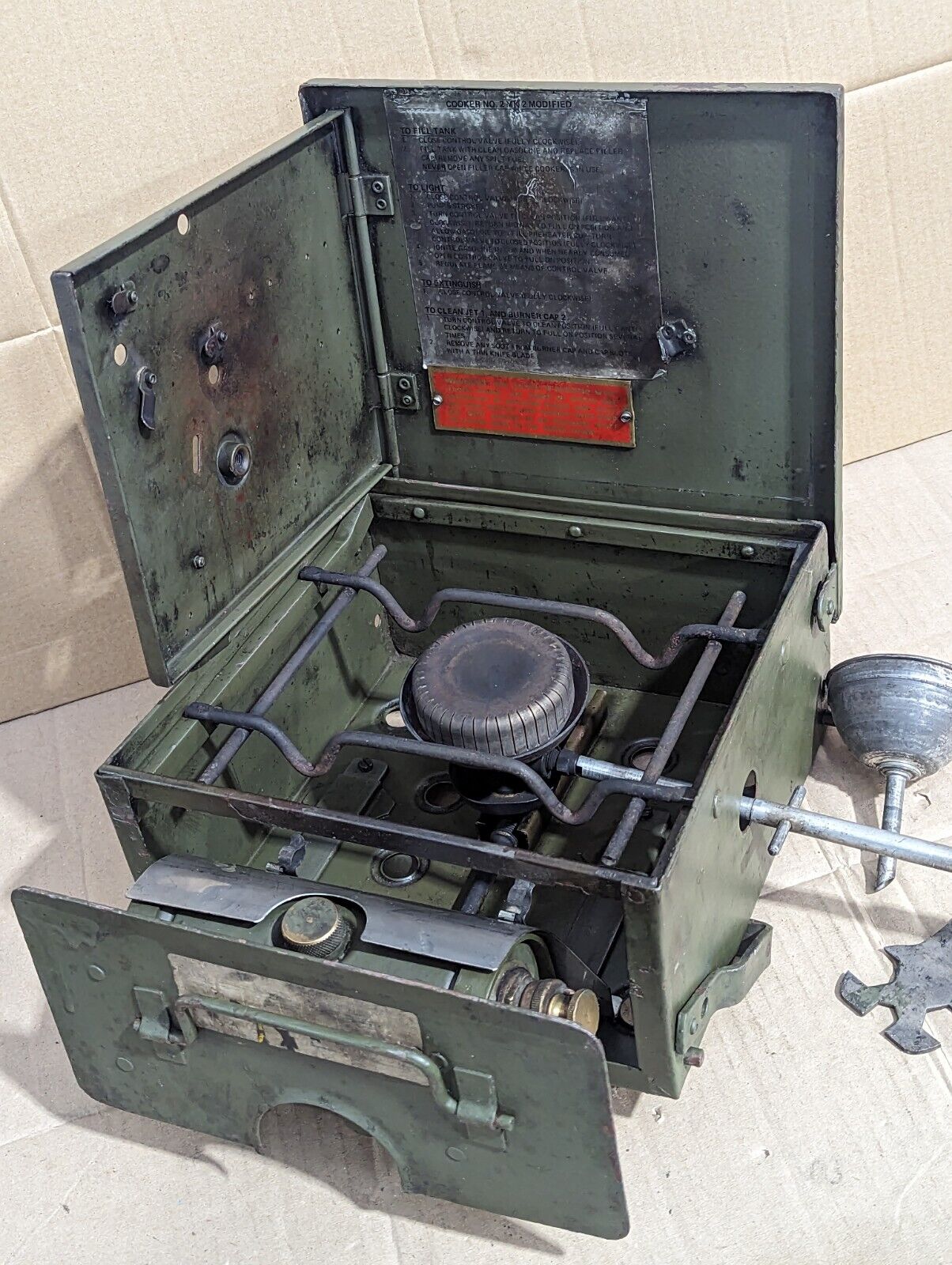 Old Vintage Ex British Military No.2 MK 2 Modified Petrol Stove, Field Cooker 