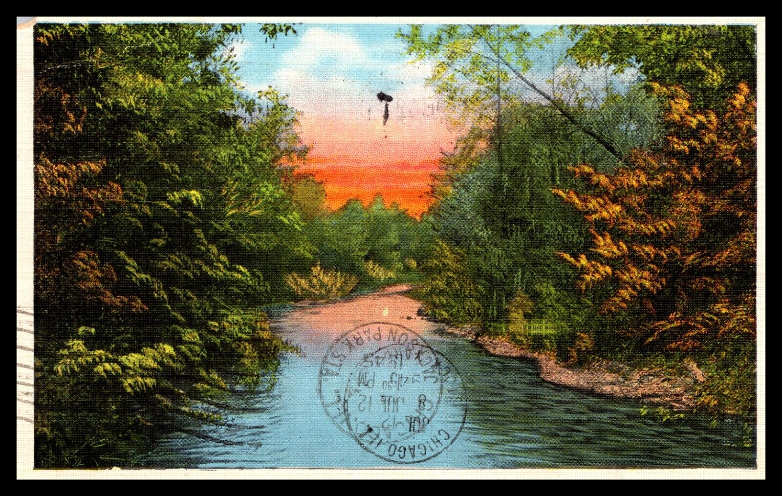 Postcard Dowagiac Michigan MI Dogwagiac River 1945 Linen E.C. KROPP