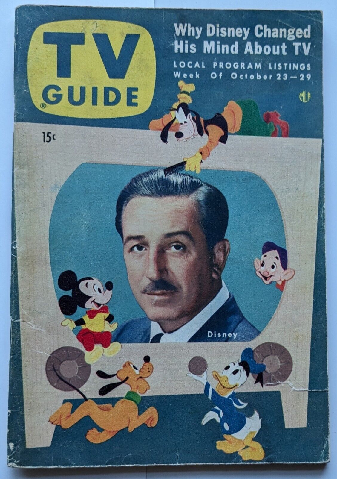 TV Guide October 23 1954 Walt Disney *NO MAILING LABEL*