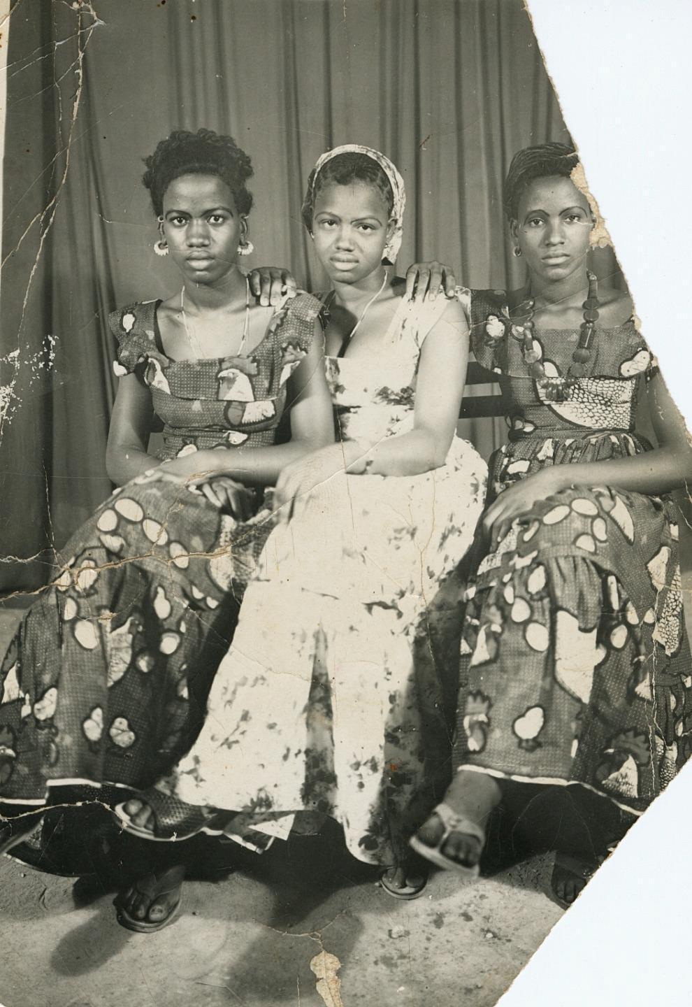 1956 Three Pretty Young Women, Mali, Africa Vintage Photograph SEYDOU KEITA