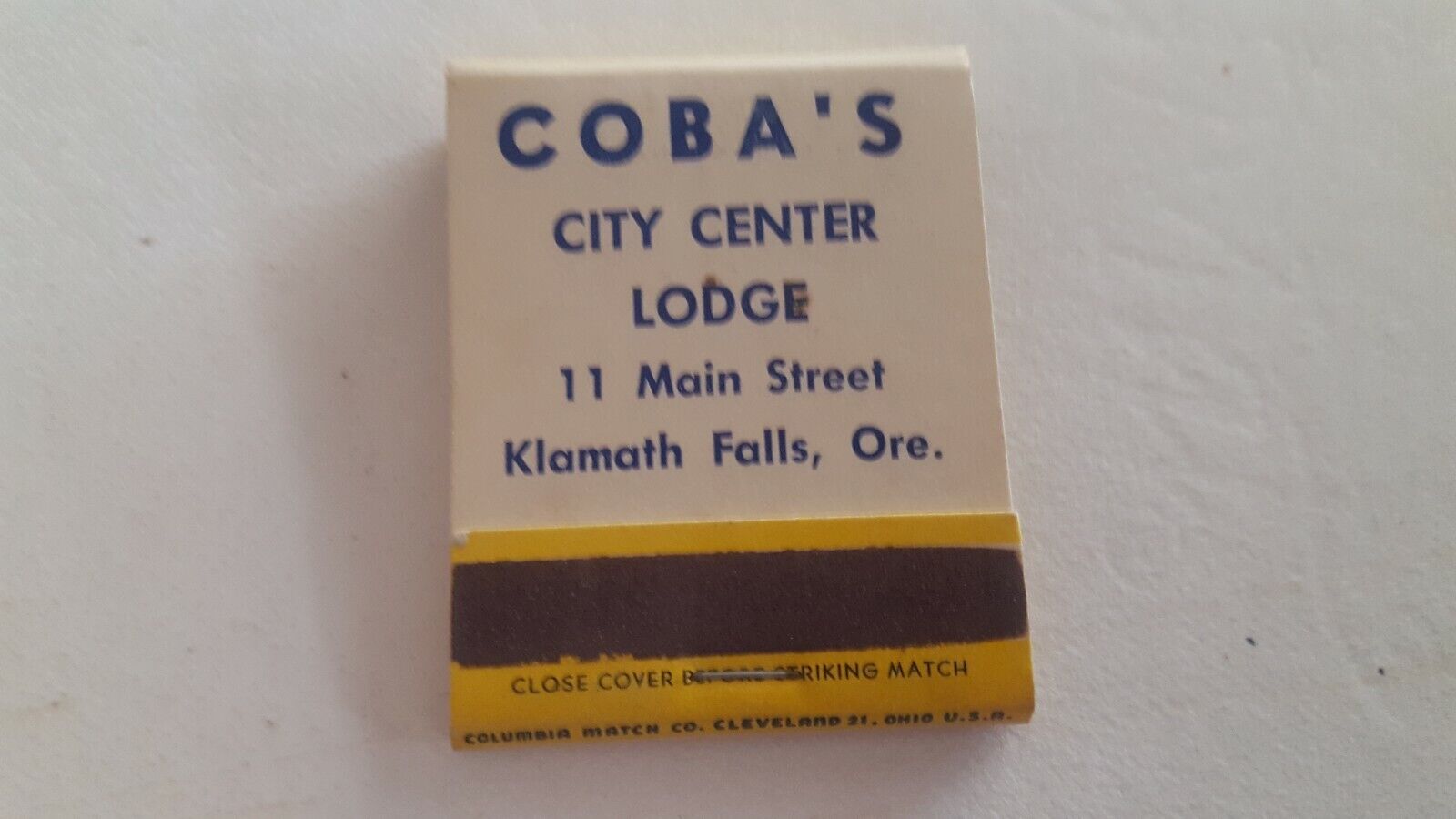 Matchbook Coba\'s City Center lodge. Klamath Falls Oregon. Best Western  FULL  N1