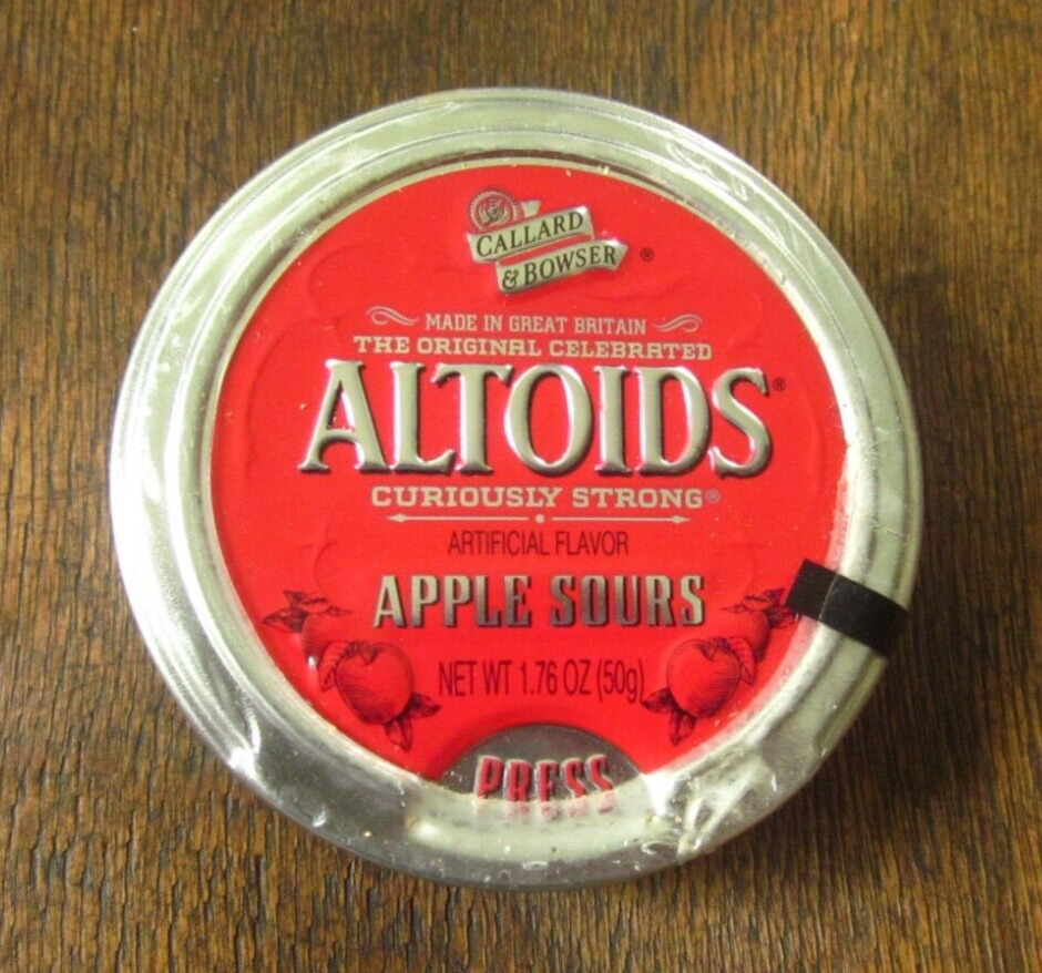Factory sealed tin of Altoid Apple Sours,  NOS