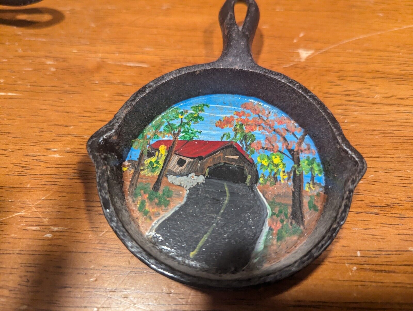 Vintage Amish Painted Small Cast Iron Skillet
