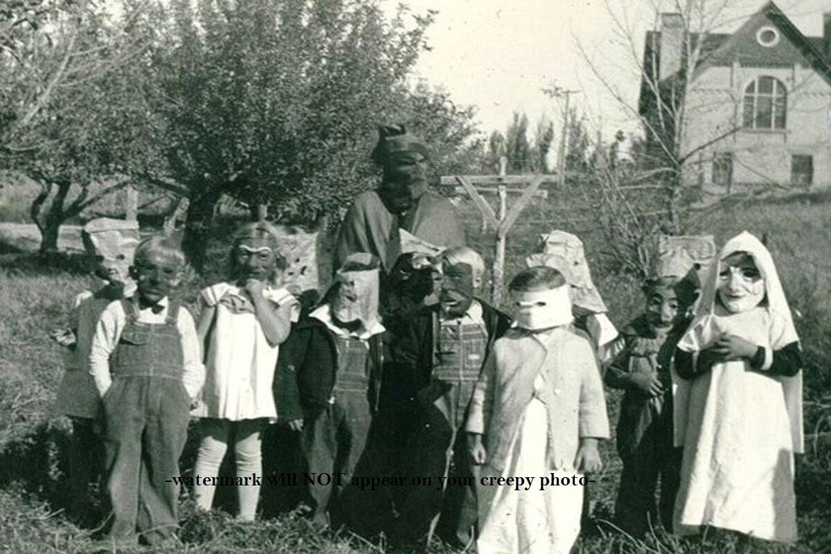 Vintage Creepy Children Halloween PHOTO Crazy Costume Freak Scary Kids