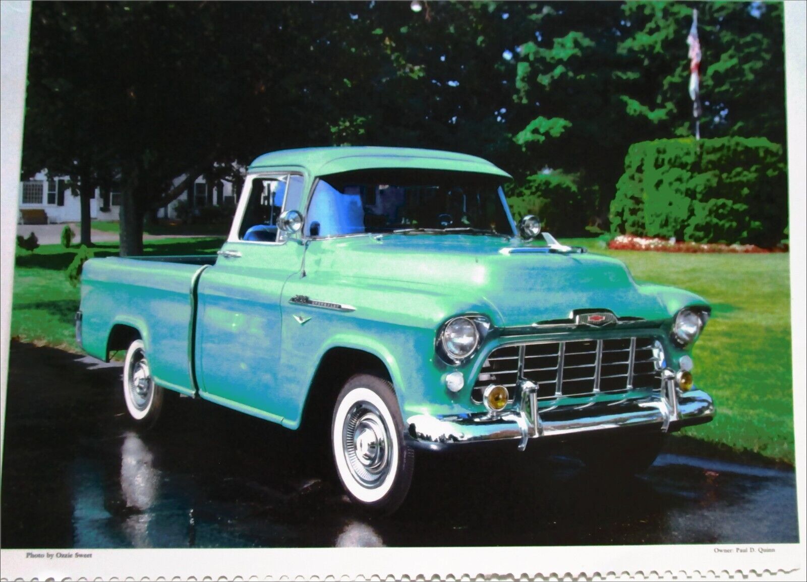 1956 Chevrolet Cameo Pickup truck calendar print (green)