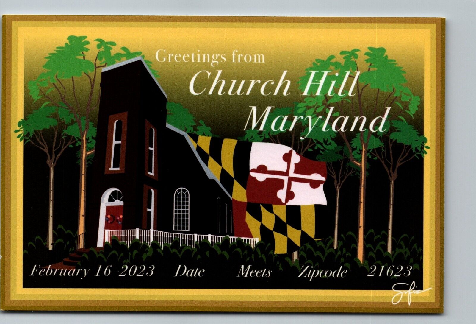 Church Hill, Maryland- Zip Code Meets Date- 2-16-23- signed Sofia Medillin