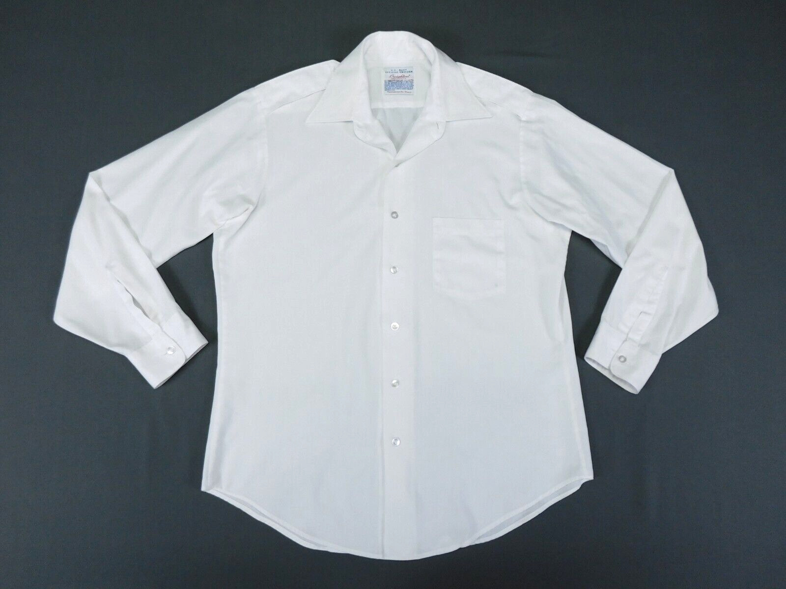 US Navy White Shirt 14 1/2 x 32/33 Long Sleeve Ctn/Poly Service Dress w/Epaulets