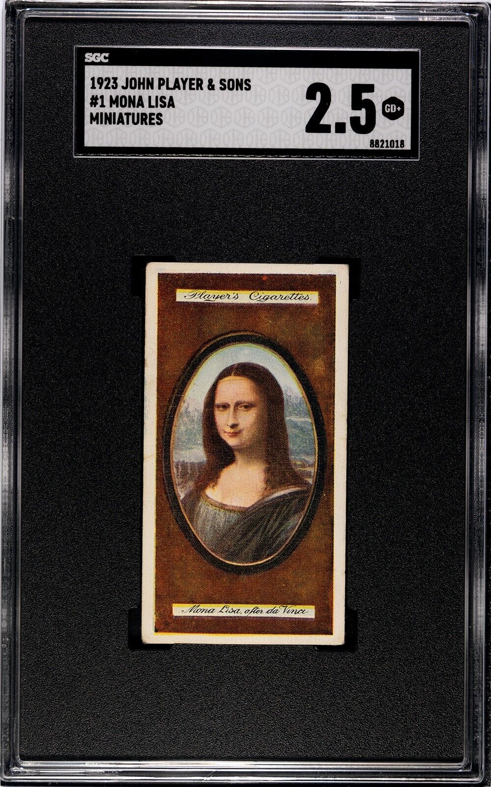 1923 John Player\'s Miniatures #1 Mona Lisa Tobacco Card SGC 2.5 Da Vinci