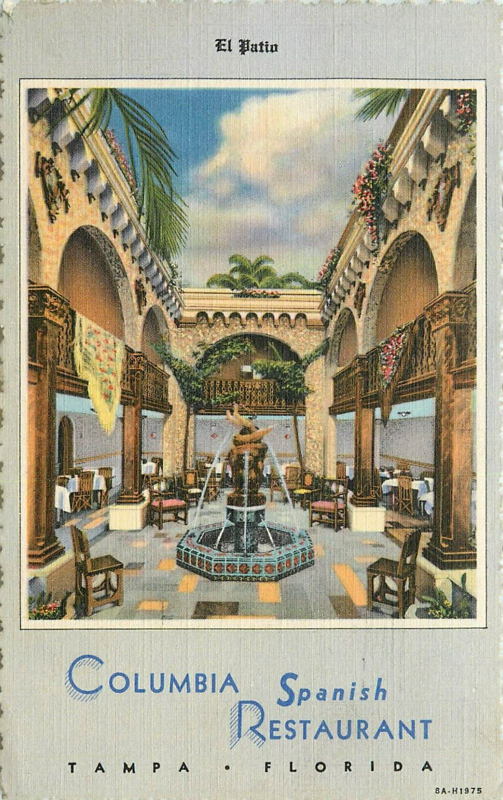Columbia Spanish Restaurant El Patio pm 1945 Tampa Florida FL Postcard