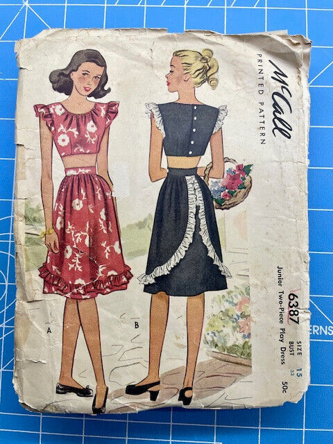 Vintage 1946 McCall Mid Riff Bodice Top Skirt Sewing Pattern 6387