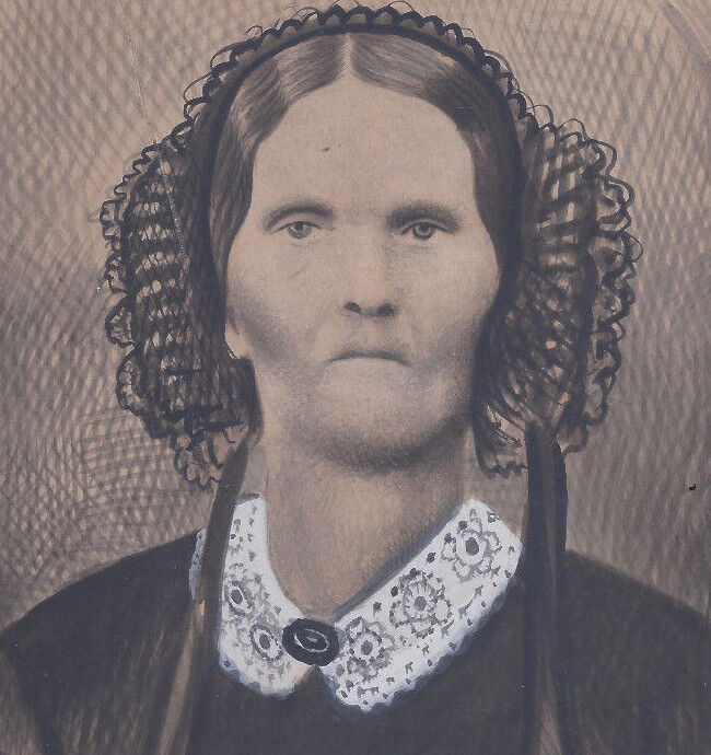 1860s? CIVIL WAR ERA ALBUMEN CABINET PHOTO FOLK ART ENHANCED OLD WOMAN CREEPY