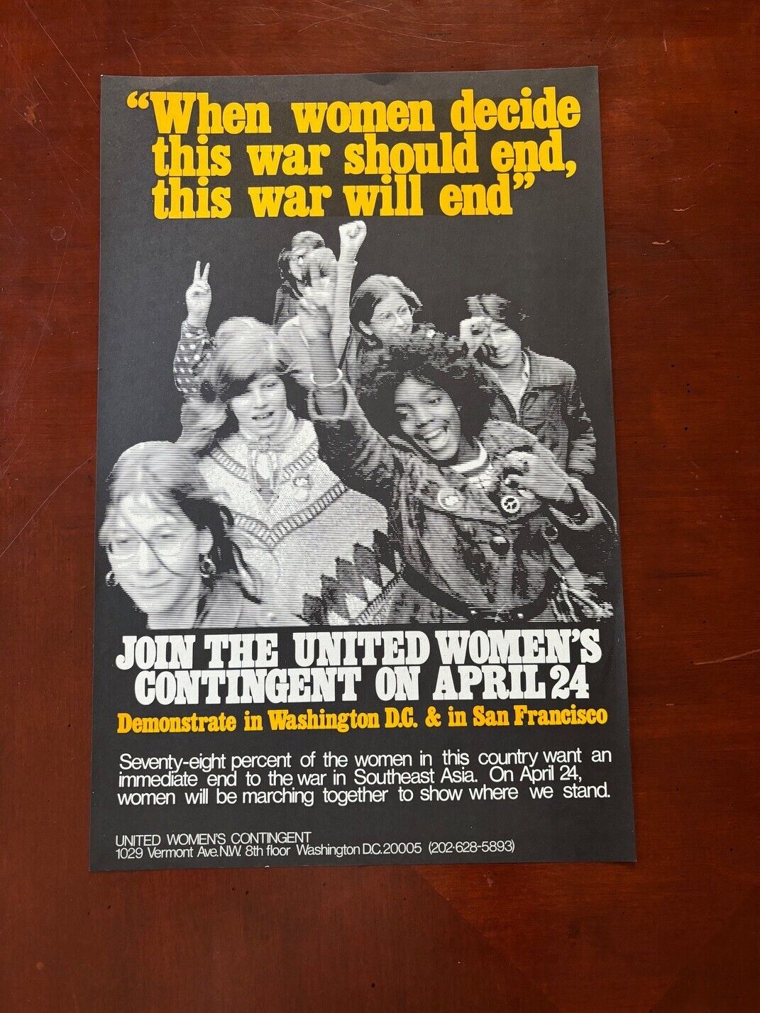 1971 Original Anti Vietnam War Rally Poster United Women's Contingent April 24