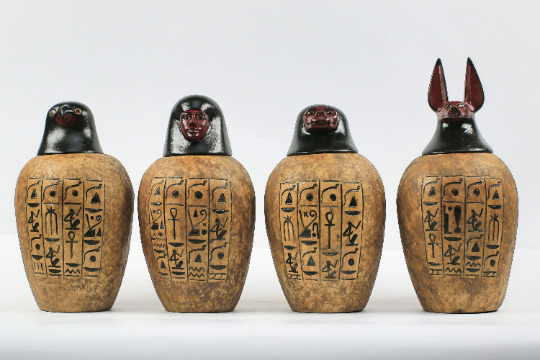 set of Organs jars (canopic jars )The Four organs Jars made from Lime stone 