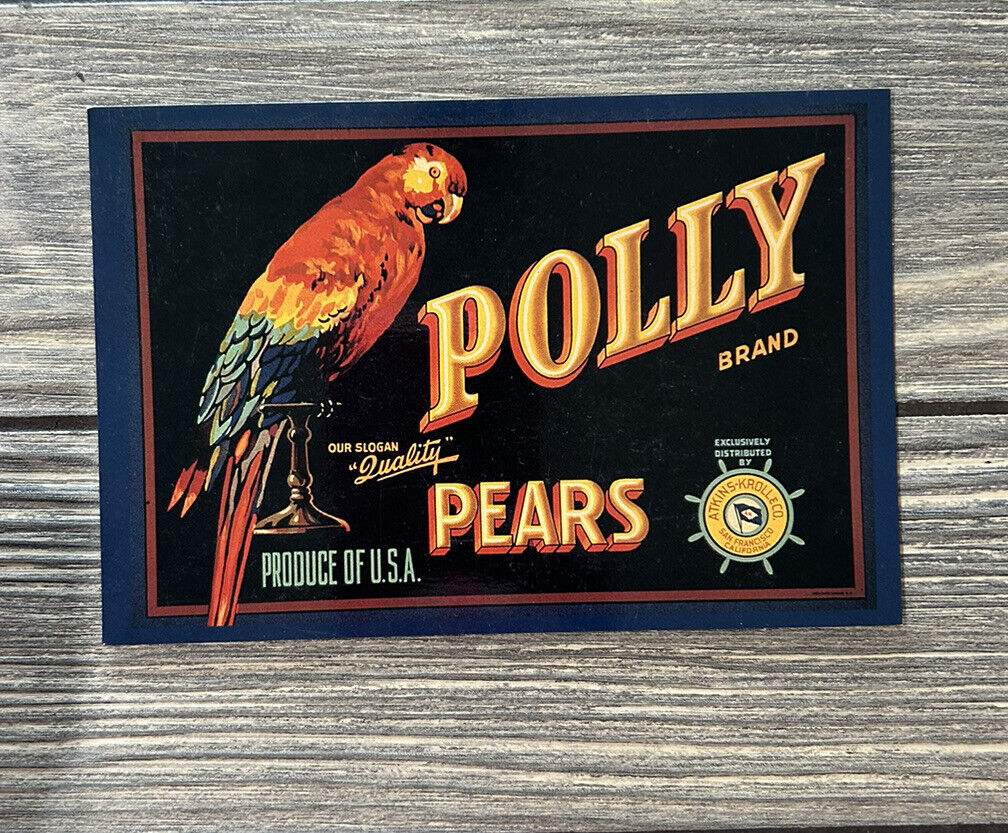 Vintage Polly Brand Pear Box Label Postcard Out Of The West