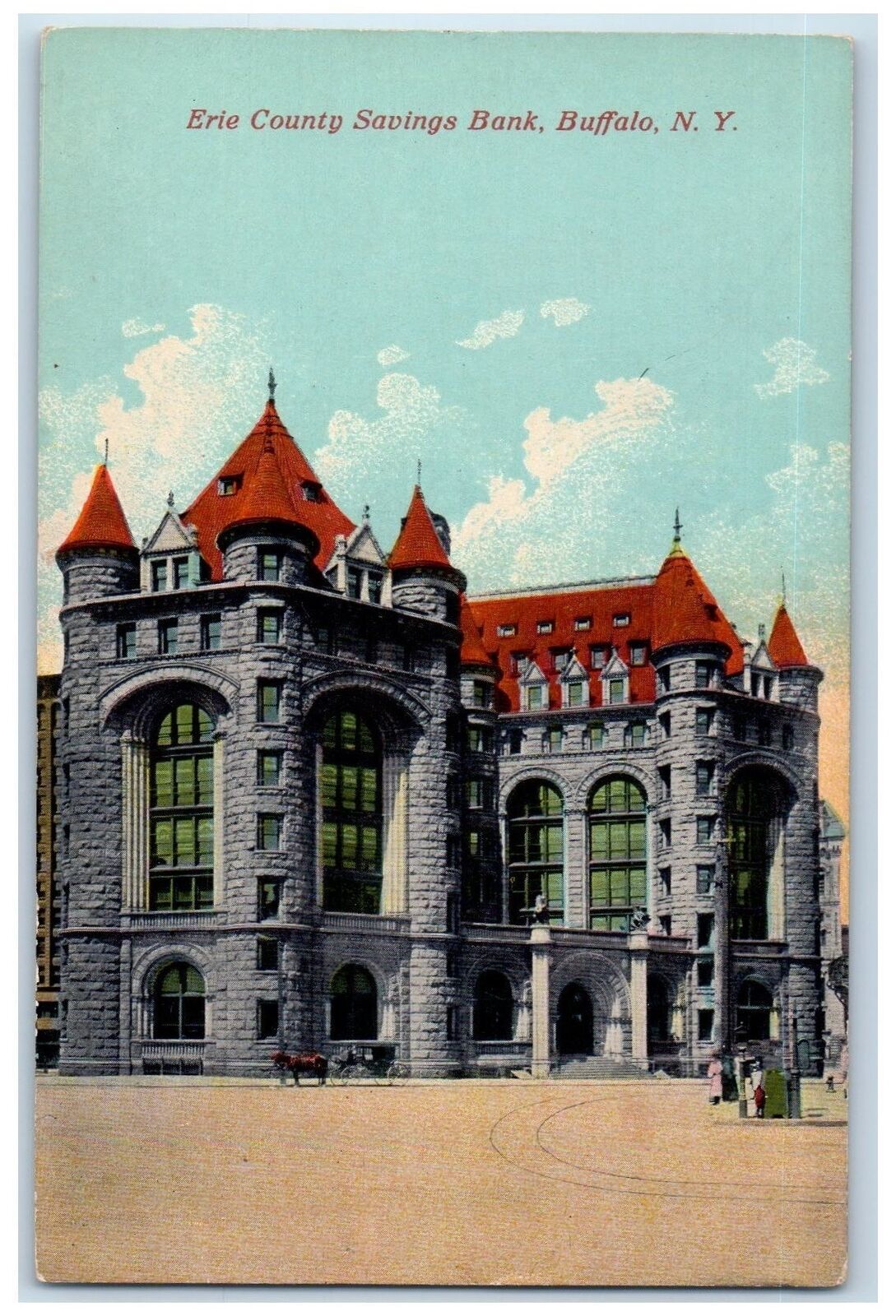 c1910\'s Erie County Savings Bank Exterior Roadside Buffalo New York NY Postcard