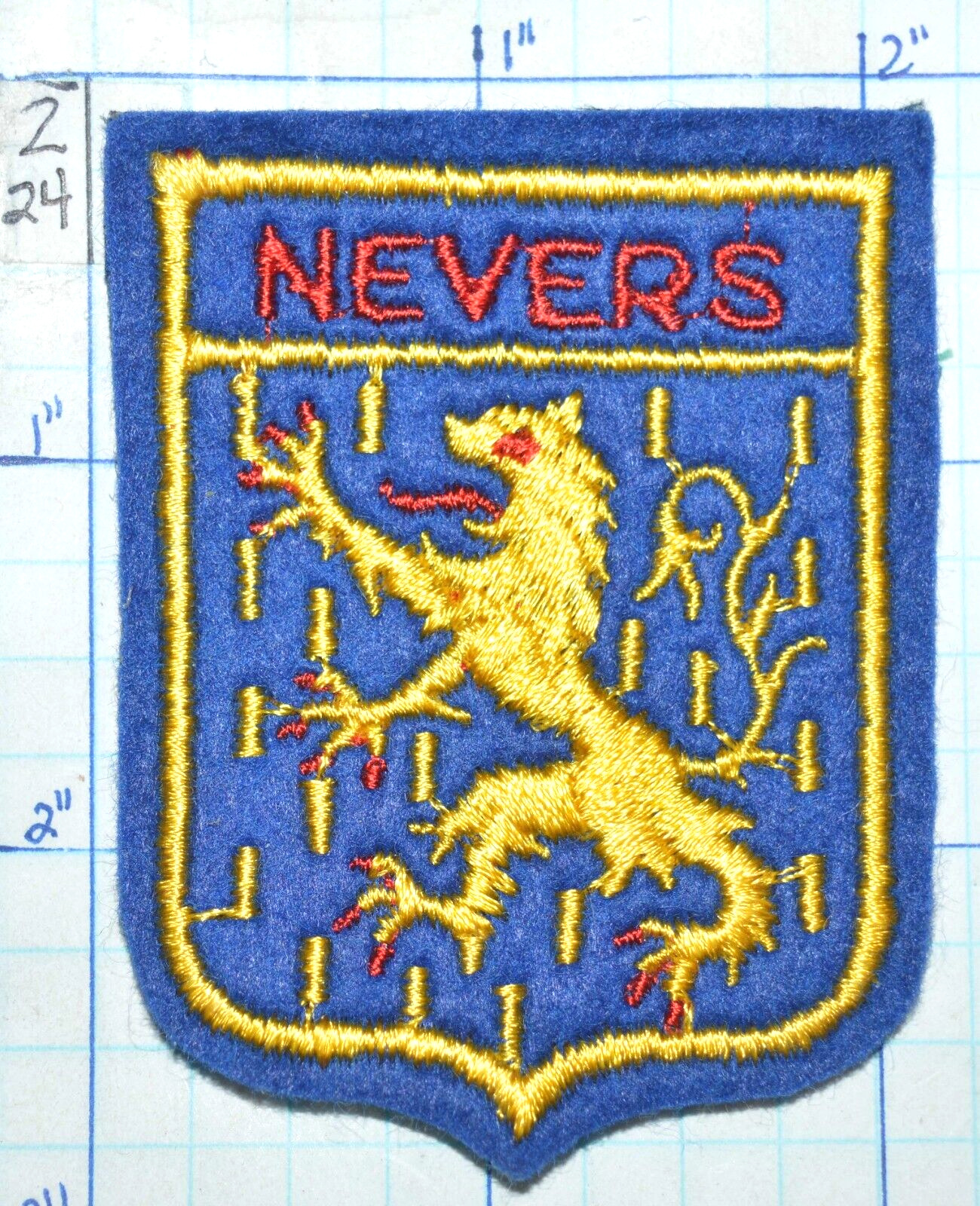 CITY OF NEVERS FRANCE COAT OF ARMS VINTAGE FELT PATCH