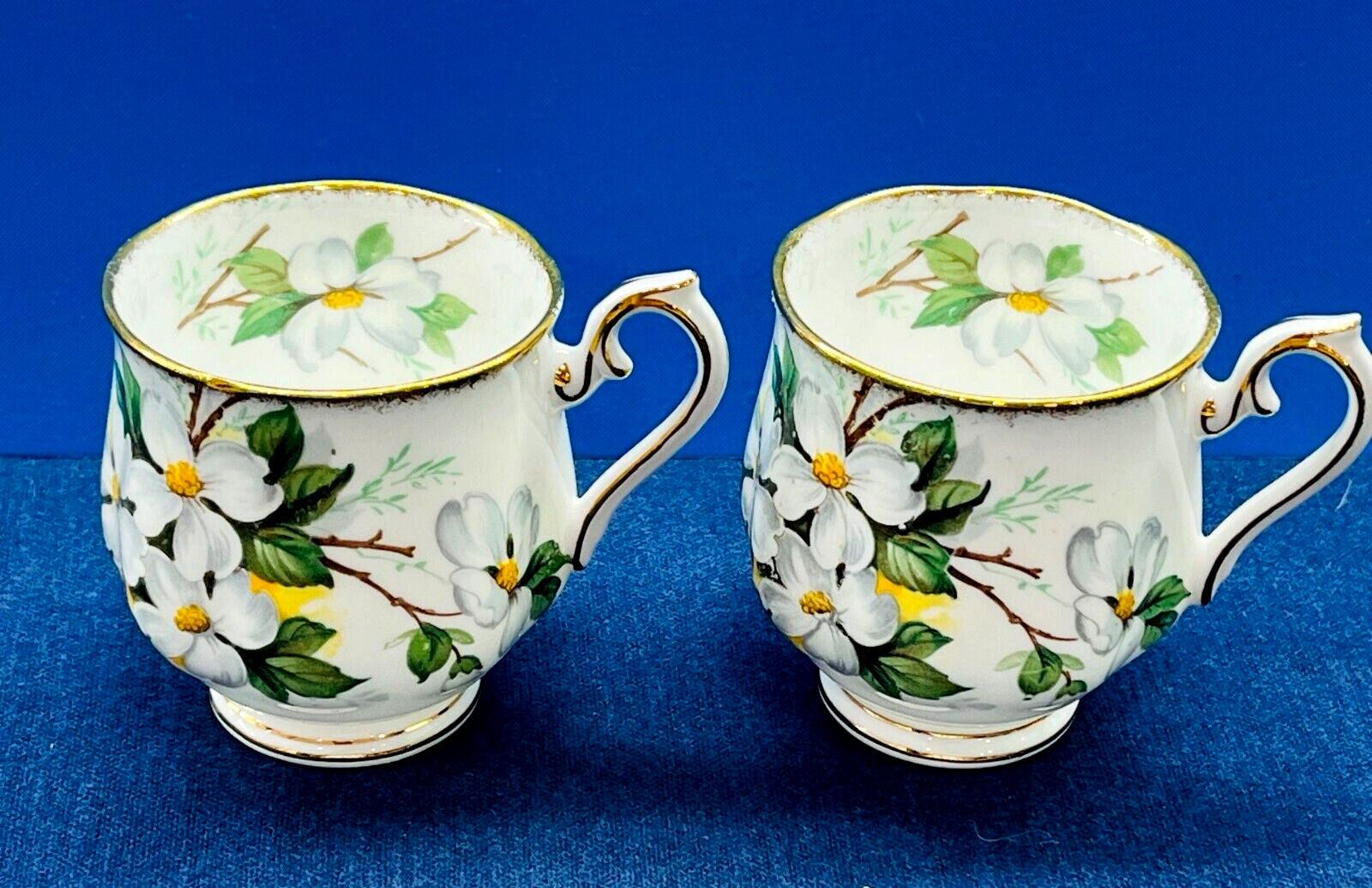 Set of 2 Vintage Mug Cups Royal Albert White Dogwood Bone China Made in England