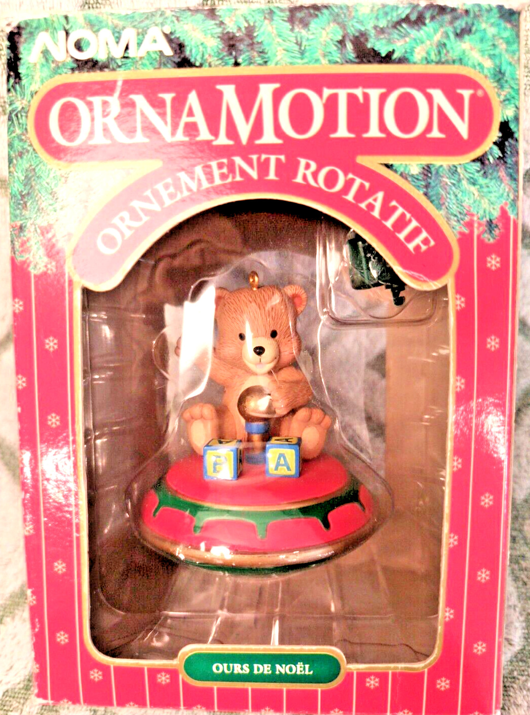 VTG 1993 Noma Ornamotion: Teddy Bear Christmas Ornament