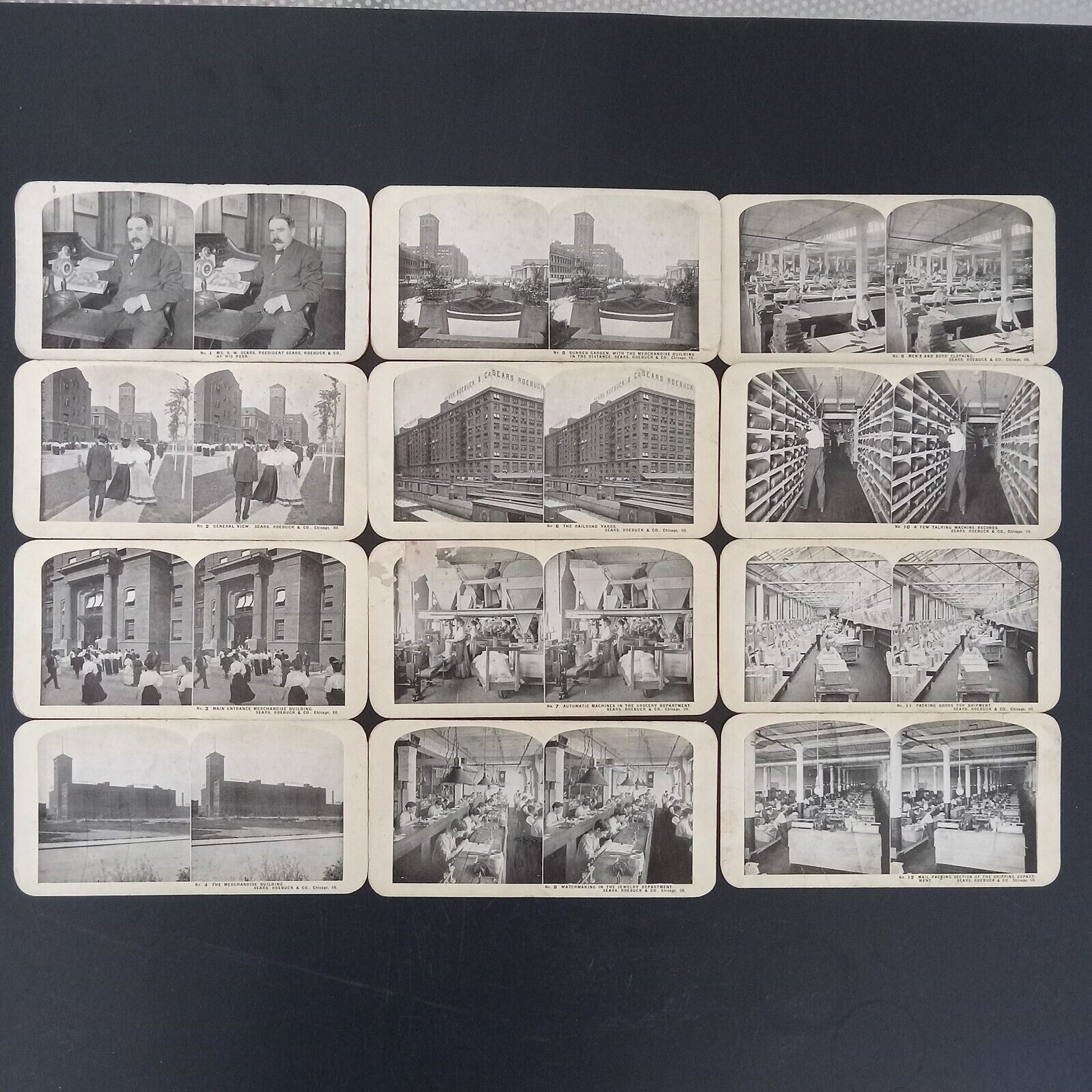Sears Roebuck Chicago Illinois Town Factory Campus Stereoscope Cards 47pc c1904