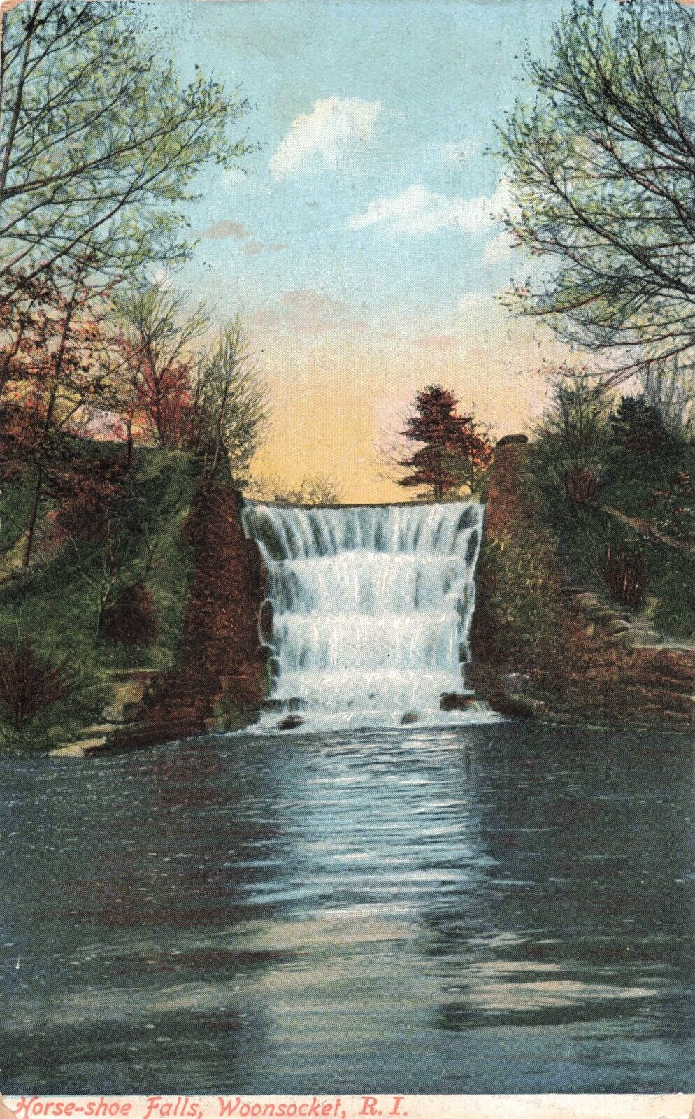 Horse-shoe Falls Woonsocket RI c.1907 Postcard A588
