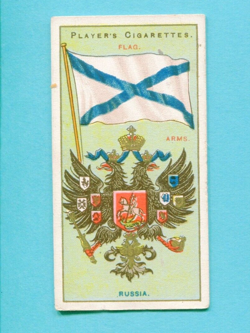 1905 JOHN PLAYER & SONS CIGARETTES COUNTRIES FLAG & ARMS TOBACCO CARD #14 RUSSIA