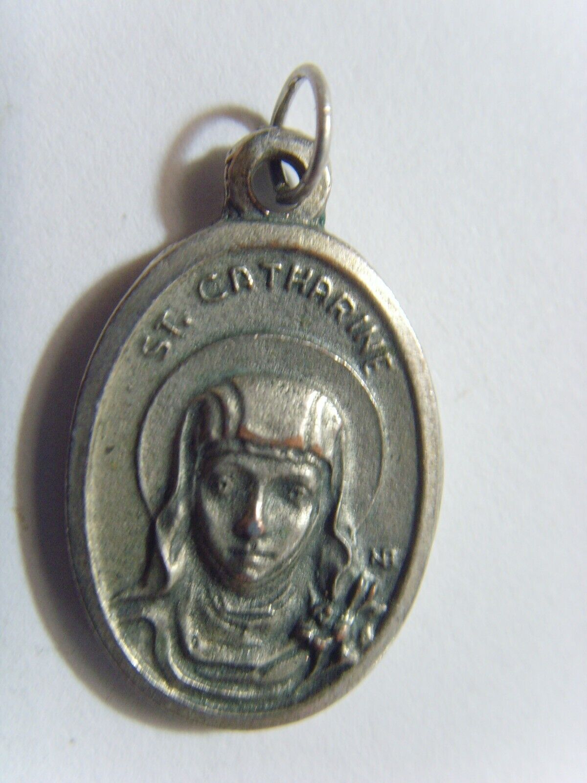 1800s antique scarce catholic Saint Catharine religious faith pendant 51966