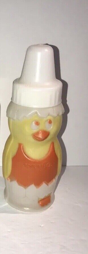 Vintage Evenflo 8 Oz Baby Bottle Chicken Duck Baby Bottle  Made in Ohio USA 70’s