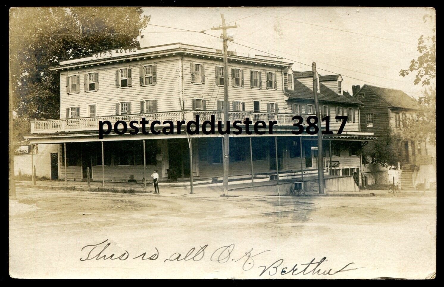 BRIDGETON New Jersey 1905 Broad Street City Hotel. Real Photo Postcard