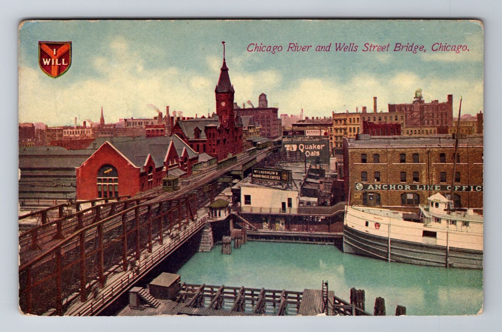 Chicago IL-Illinois, Aerial Chicago River And Wells, Vintage c1912 Postcard