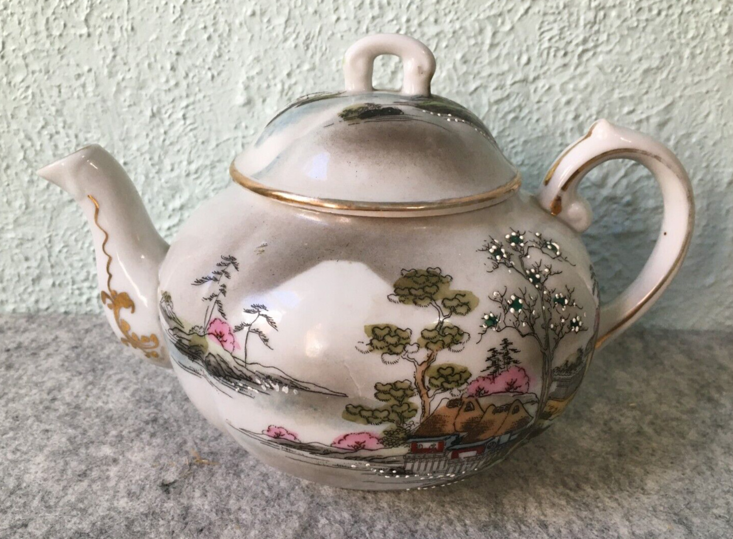 Antique Japanese Porcelain Hand Painted Moriage Nippon Teapot Mitsui & Co.