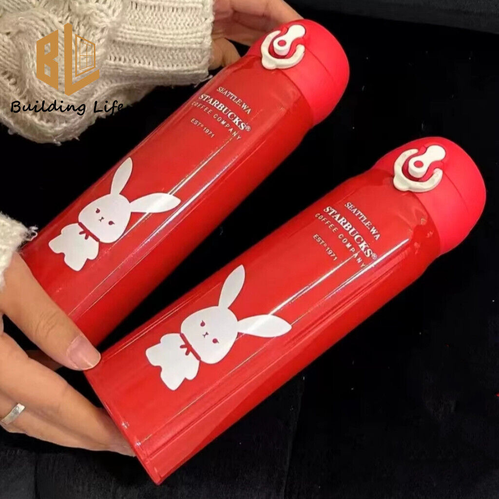 Starbucks Cup Thermos Cup Stainless Steel Red Cute Rabbit Portable Bottle 500ml
