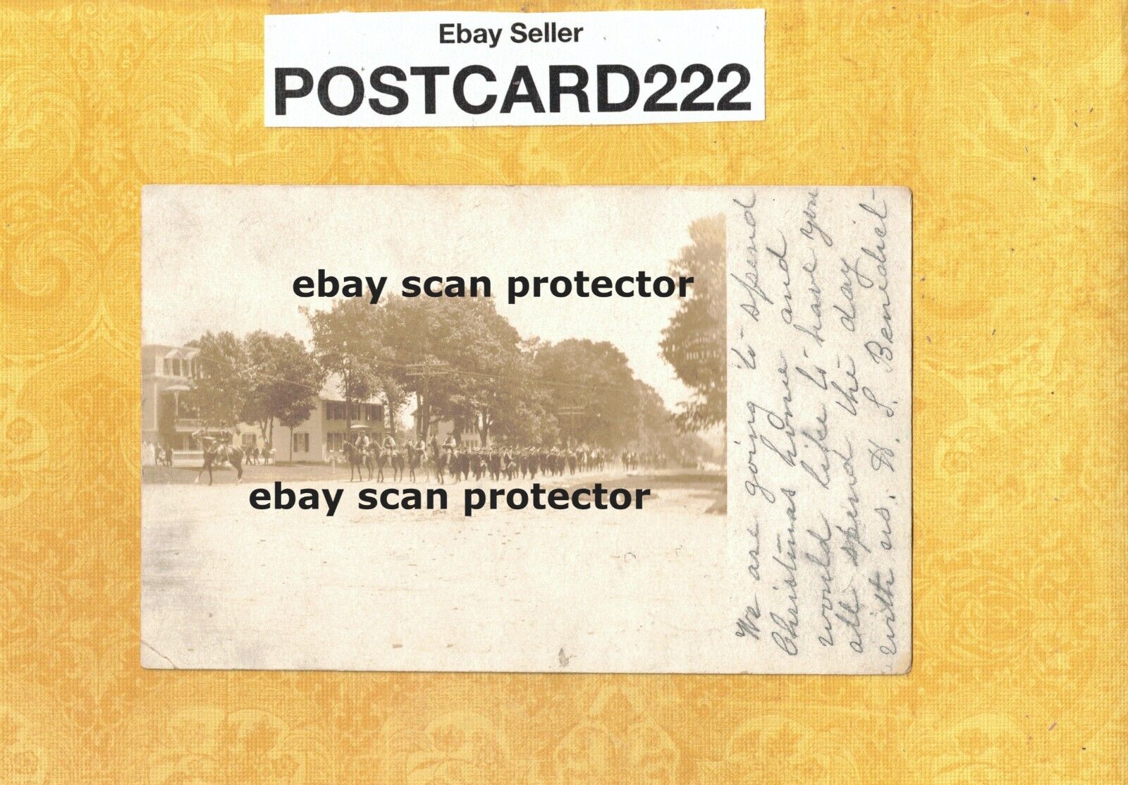 CT Newtown area 1901-19 antique RPPC postcard BUILDINGS & PARADE CONN to Bethel