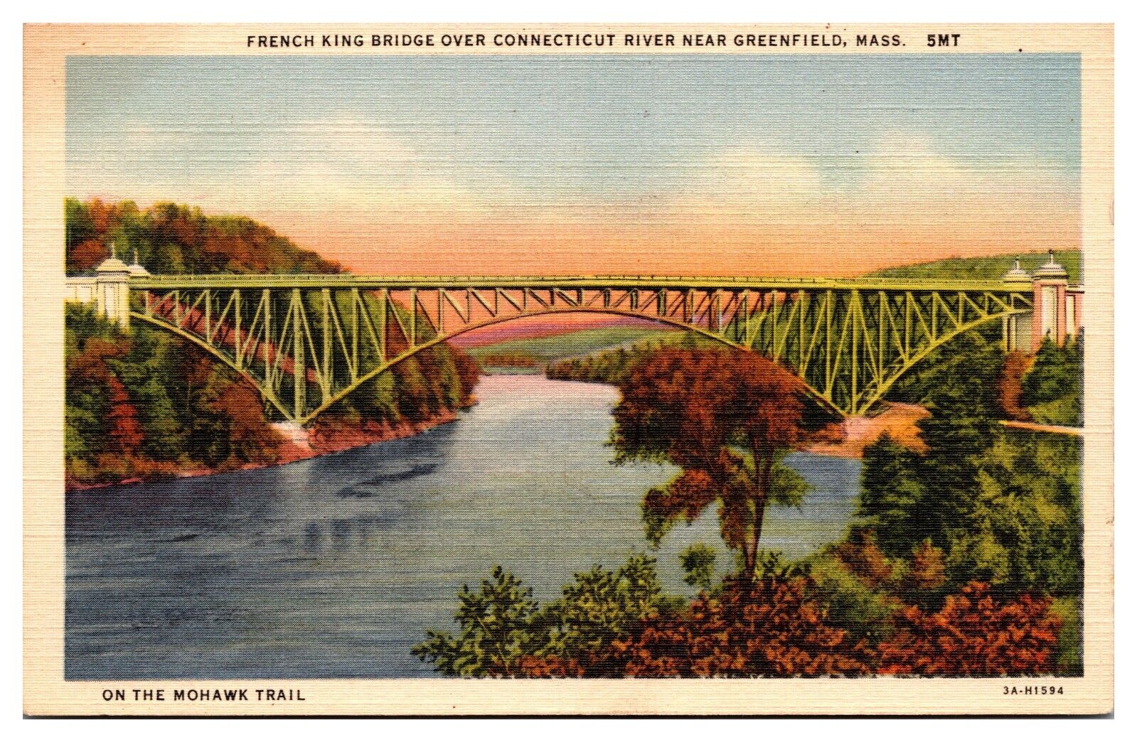 VTG French King Bridge over Connecticut River, Mohawk Trail, Greenfield, MA