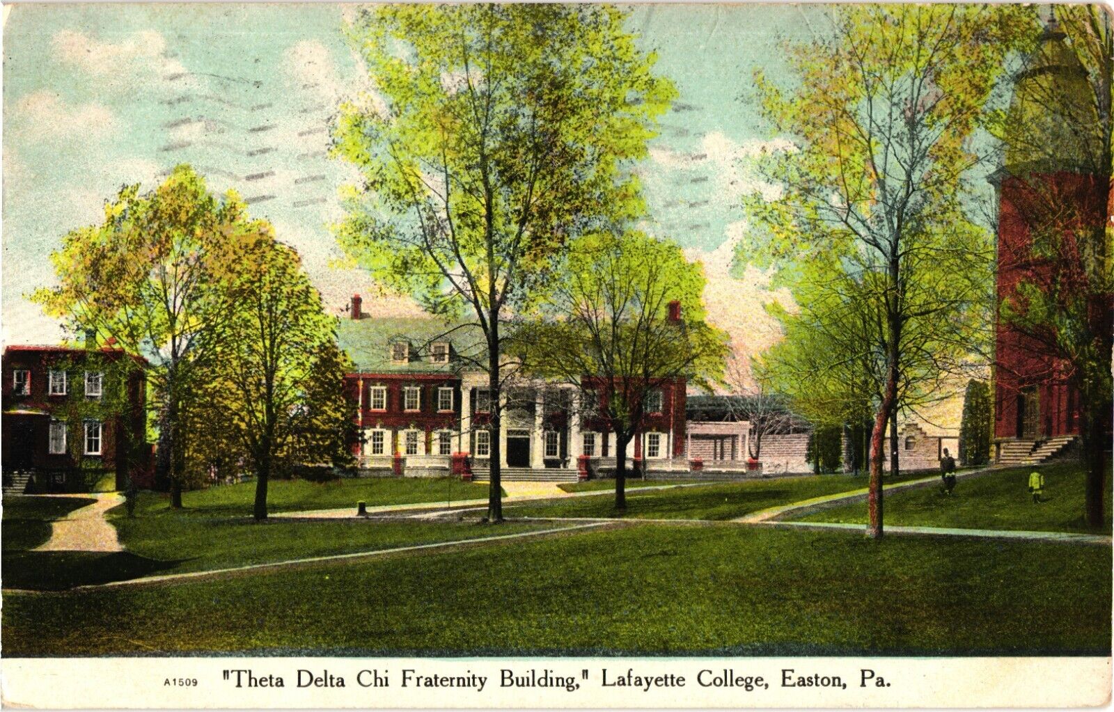 Theta Delta Chi Fraternity Lafayette College Easton PA Divided Postcard c1910