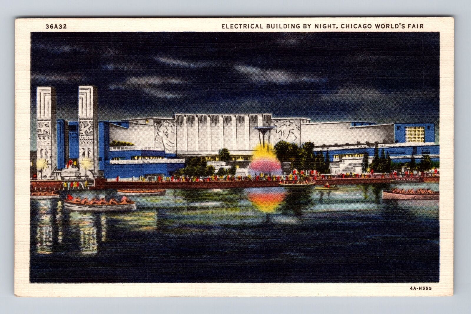 Chicago IL-Illinois, Chicago World Fair, Electrical Bldg. Night Vintage Postcard