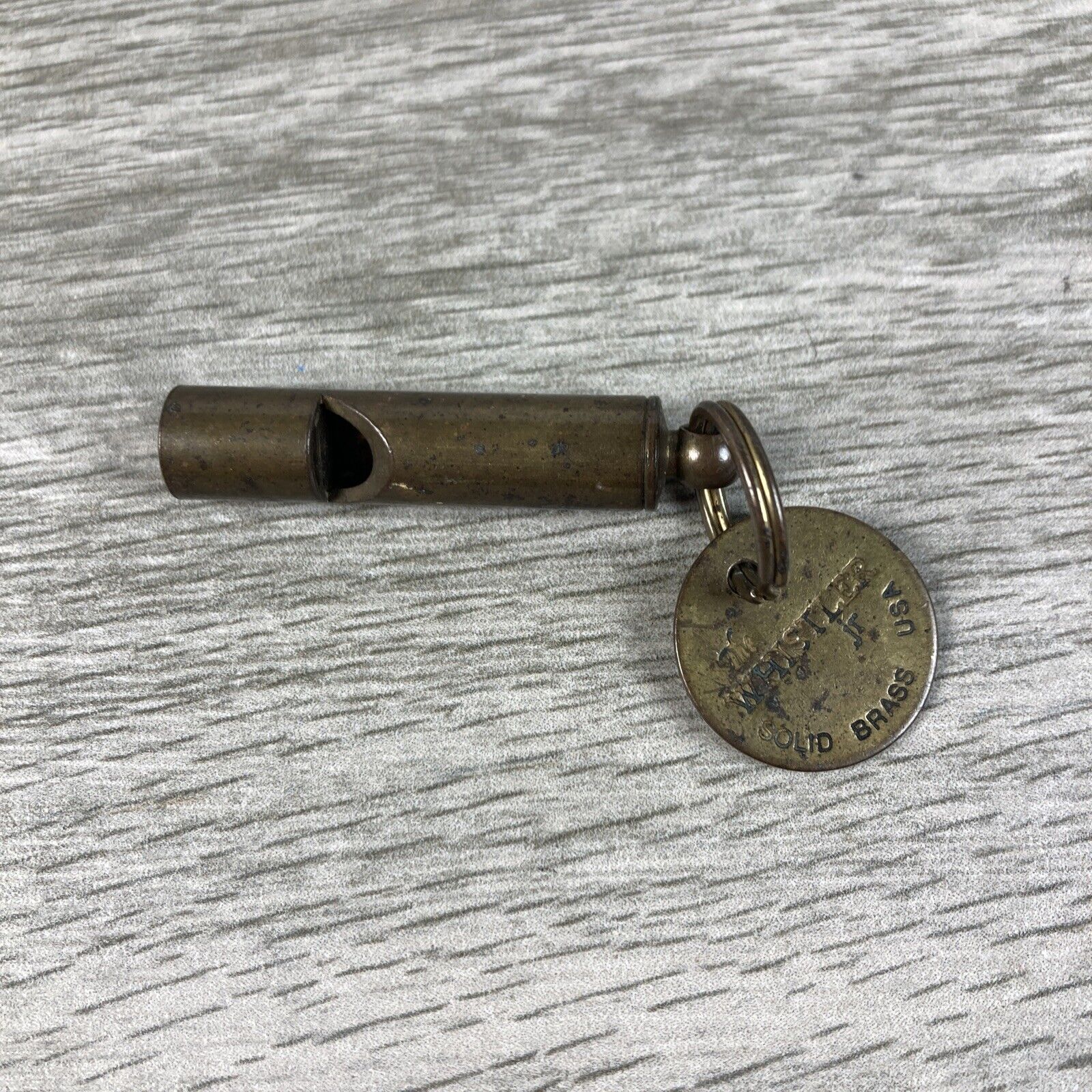 Antique The Whistler Jr Solid Brass Whistle Made in USA w/Tag
