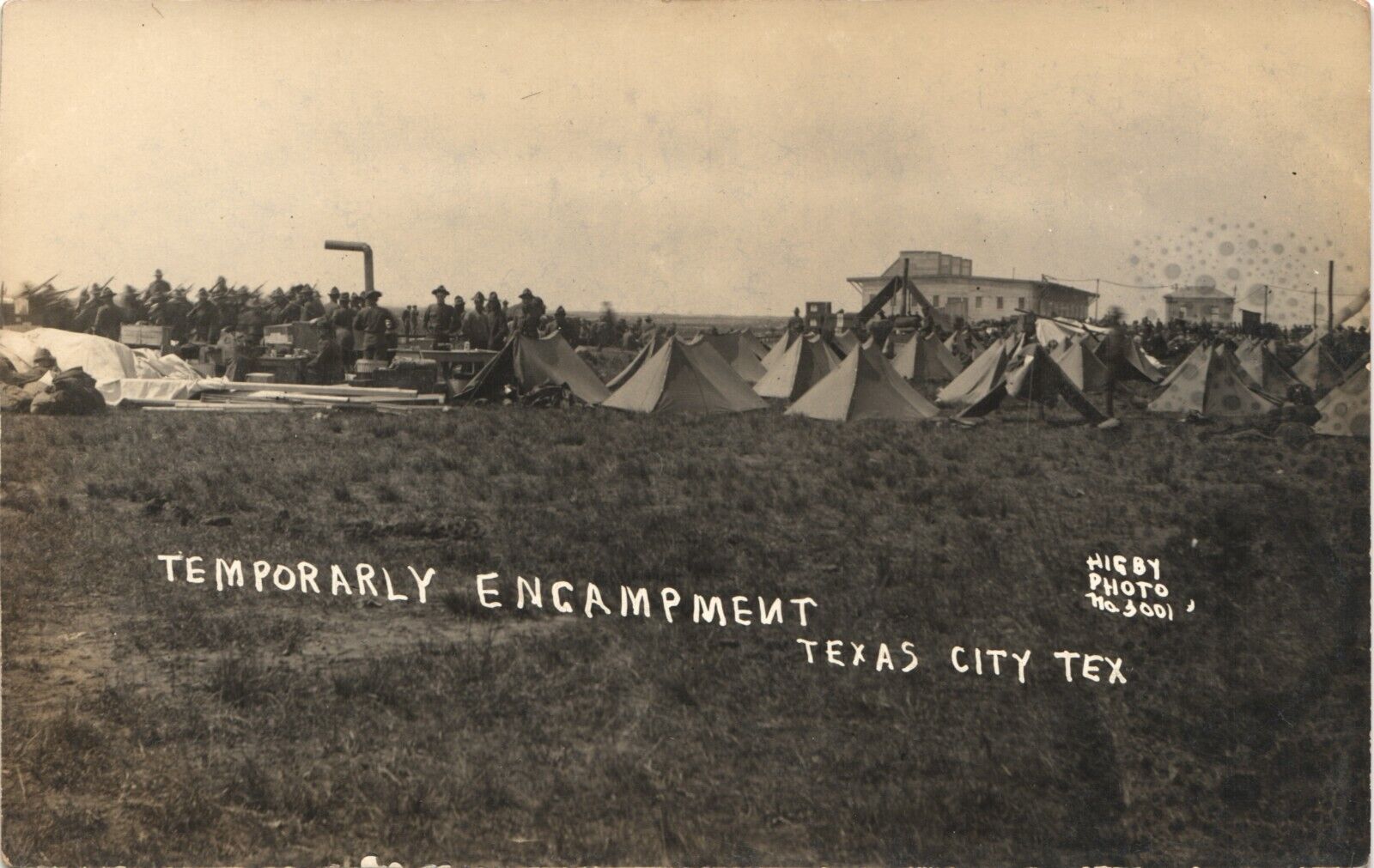 TEXAS CITY TX ARMY CAMP real photo postcard PANCHO VILLA BORDER WAR RPPC