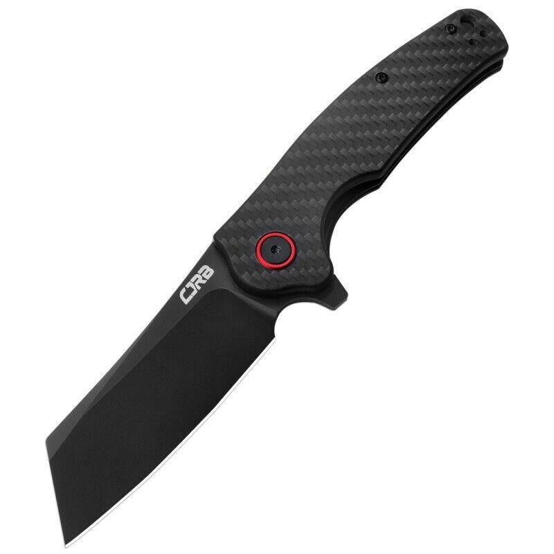 CJRB Crag Folding Knife Black CF Handle AR-RPM9 Cleaver Plain Edge CJ1904-BCF