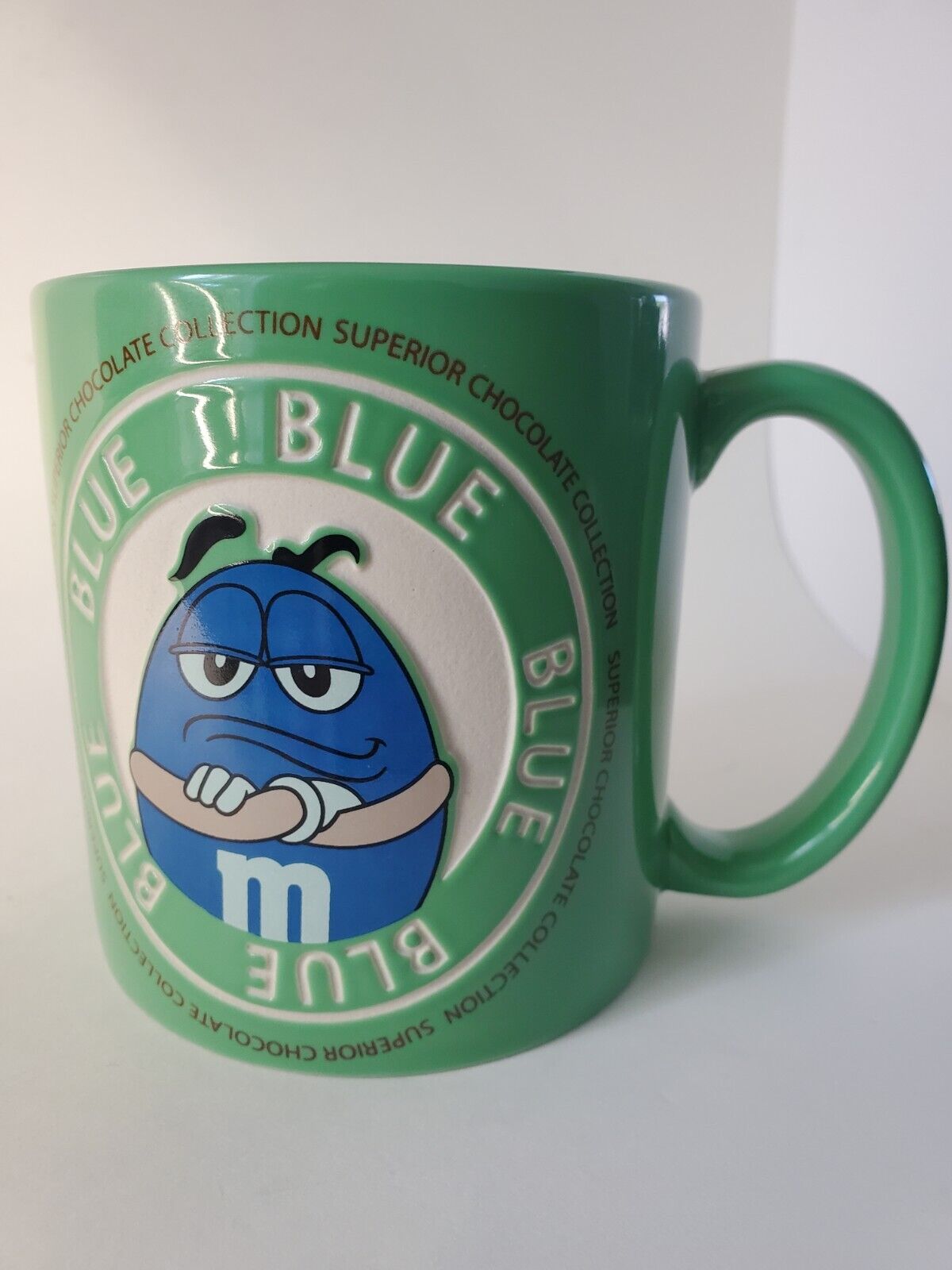 Blue M&M / M&M Superior Chocolate Collection Green Mug 16oz 2005