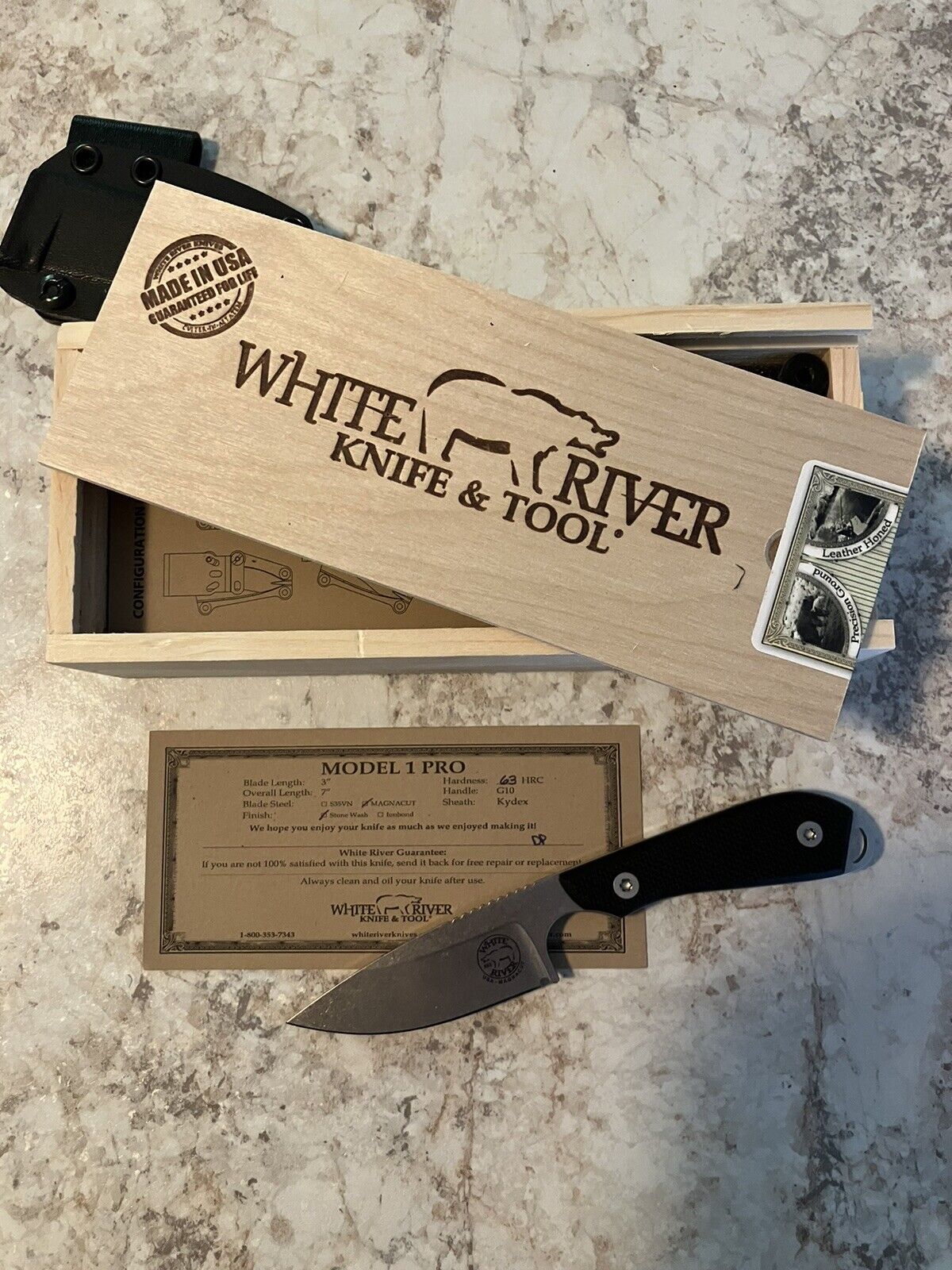 White River Knives M1 Backpacker Pro with Black Textured G-10 Handles Magnacut