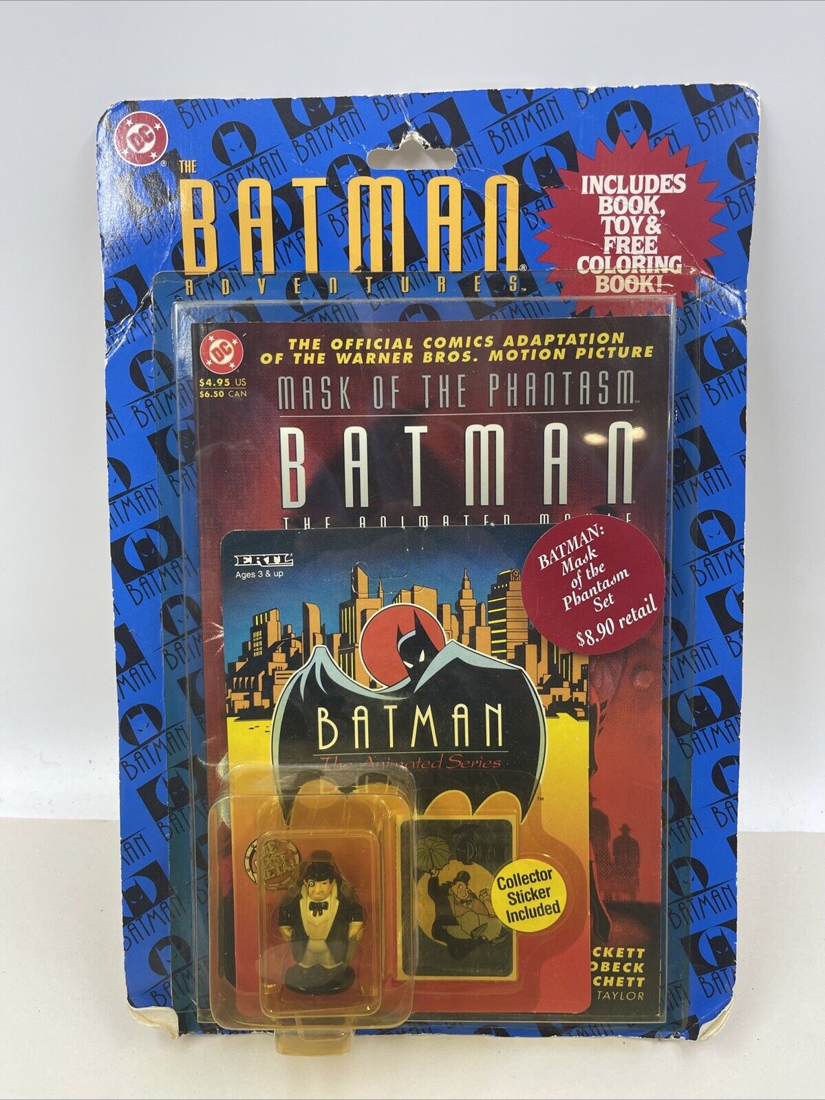 1993 The Batman Adventures Set - Mask of The Phantasm Book, Coloring Book, Toy
