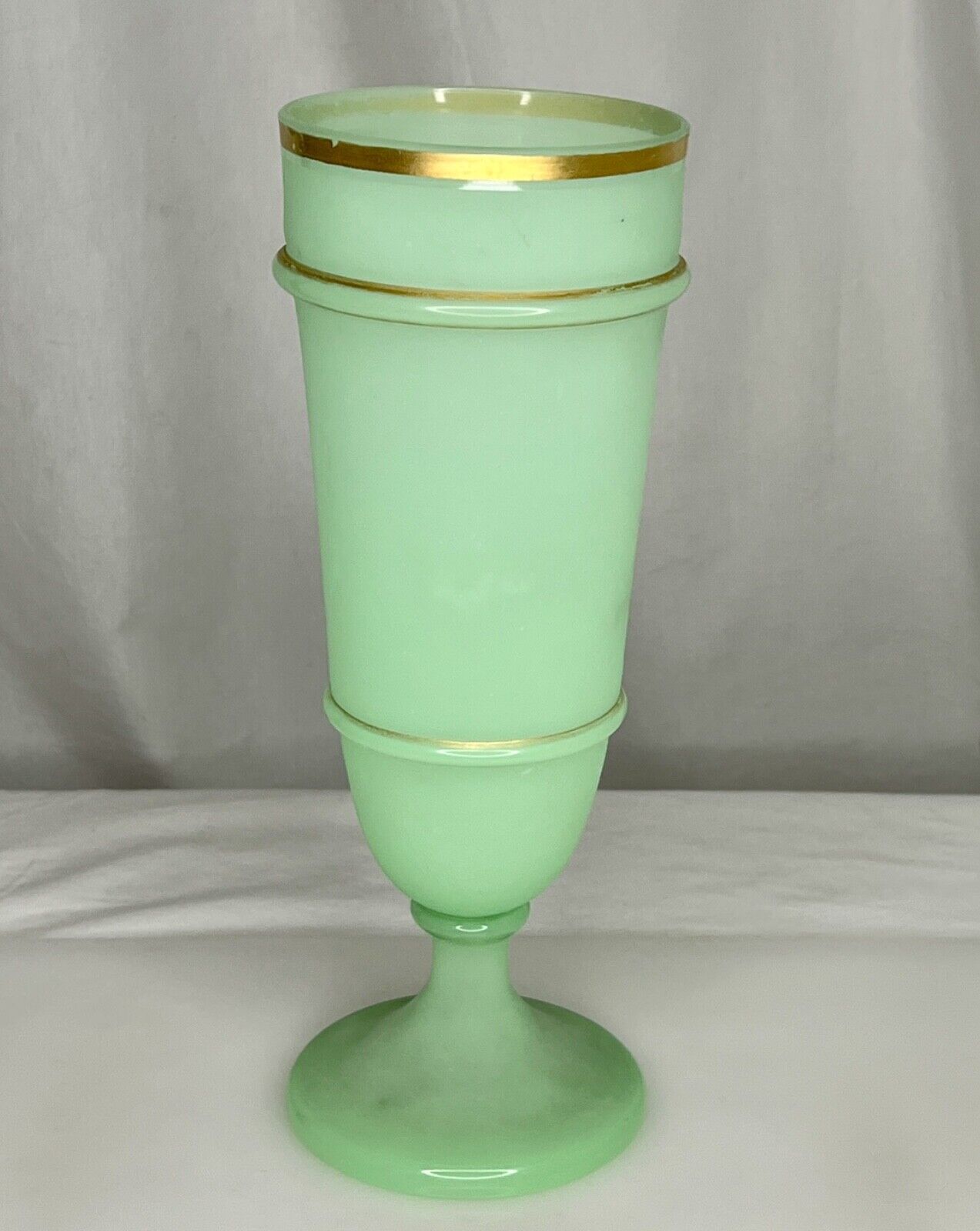 Antique Tall Green Opaline Glass Vase